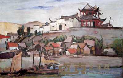 关良 1931年作 江岸 71.5×115cm